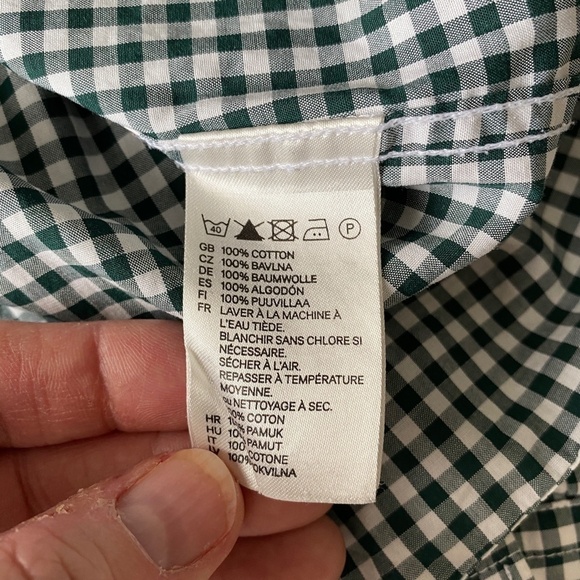 H&M Men's Dark Green Mini Check Plaid Long Sleeve Button Up Shirt Size‎ Small - Picture 6 of 10